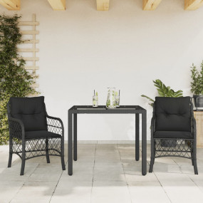 Bistro Set Black PE Rattan 2-seater UV-resistant materi...