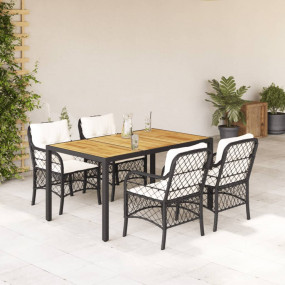Garden Dining Set Black and Cream