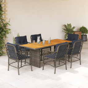 Garden Dining Set Grey, Navy Blue