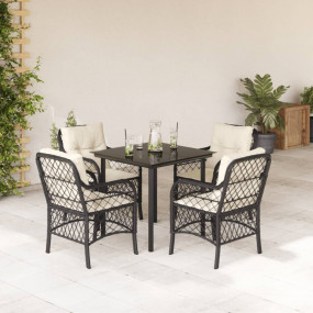 Garden Dining Set Black, Cream White