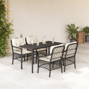 Garden Dining Set Black and Cream