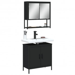 Bathroom Furniture Set Black Engineered wood Standard