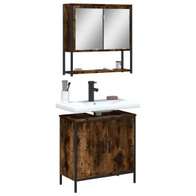 Bathroom Furniture Set Smoked Oak Engineered wood Mediu...