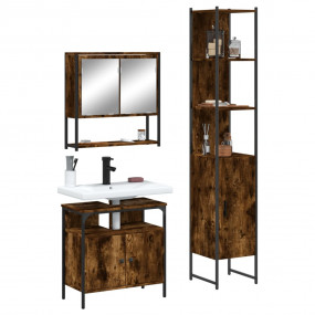 Bathroom Furniture Set Smoked Oak Engineered Wood Mediu...
