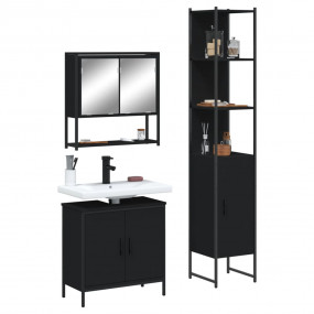 Bathroom Furniture Set Black Engineered Wood Bathroom F...