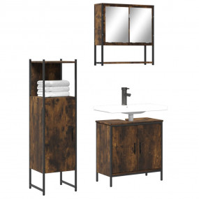 Bathroom Furniture Set Smoked Oak Engineered Wood Stand...