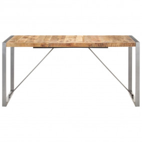 Dining Table Brown Solid Mango Wood, Steel Large Durabl...
