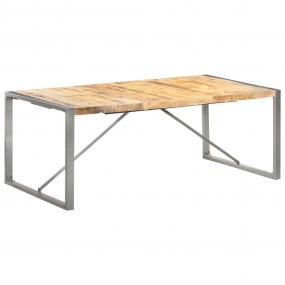 Dining Table Brown and grey Solid rough mango wood, ste...