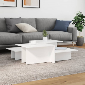 Coffee Table Set of 2 White Engineered wood Standard