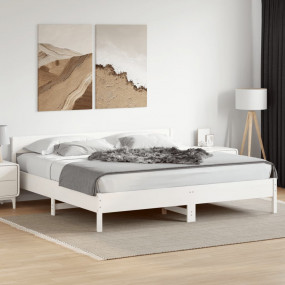 Bed Frame White Solid Pine Wood, Plywood Double Durable