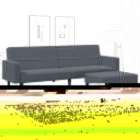 Sofa Bed Dark grey Velvet (100% polyester), wood, plast...