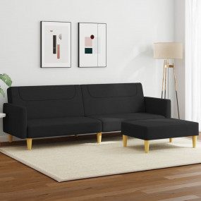 Sofa Bed Black Fabric (100% polyester), wood, plastic S...