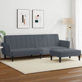 Sofa Bed Dark Grey Velvet (100% polyester), wood, plast...