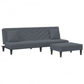 Sofa Set Dark Gray Velvet (100% polyester), wood, plast...