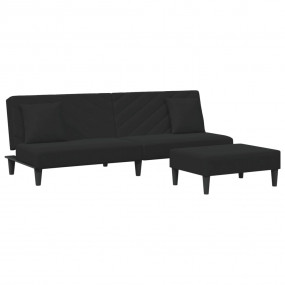 Sofa Set Black Velvet (100% polyester), wood, plastic S...