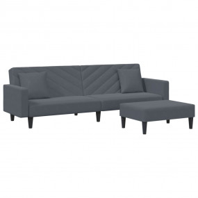 Sofa Set Dark Grey Velvet (100% polyester), wood, plast...