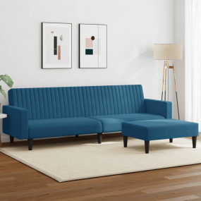 Sofa Set Blue Velvet, wood, foam Medium