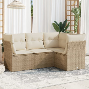Garden Sofa Set Beige PE rattan Large Adjustable Feet
