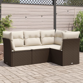 Garden Sofa Set Brown, Cream White