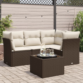 Garden Sofa Set Brown and cream white
