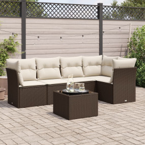 Garden Sofa Set Brown PE Rattan, Powder-Coated Steel, T...