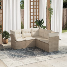 Garden Sofa Set Beige PE rattan Medium Modular Garden S...