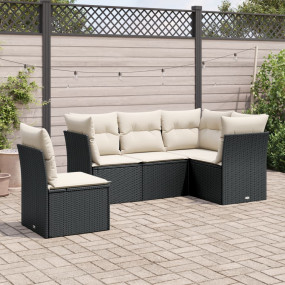 Garden Sofa Set Black, Cream White PE rattan Medium