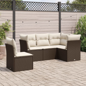 Garden Sofa Set Brown and Cream White