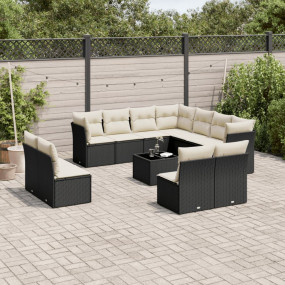 Garden Sofa Set Black PE rattan Large Modular Garden So...