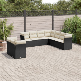 Garden Sofa Set Black, Cream