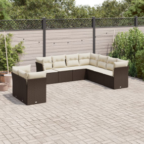 Garden Sofa Set Brown PE rattan Large Adjustable Feet