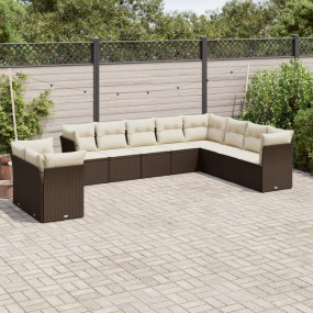 Garden Sofa Set Brown and Cream White