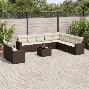 Garden Sofa Set Brown, Cream White