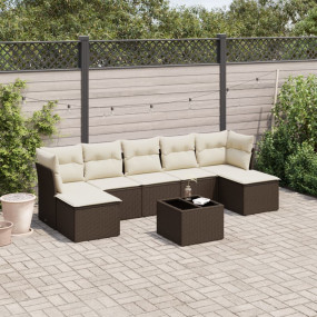 Garden Sofa Set Brown, Cream White