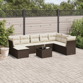 Garden Sofa Set Brown and Cream White