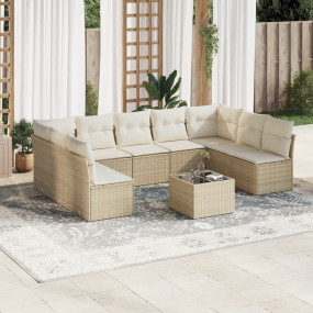 Garden Sofa Set Beige PE rattan Large Modular Garden So...