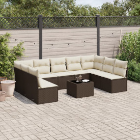 Garden Sofa Set Brown and Cream White