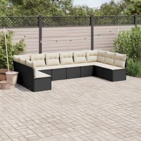 Garden Sofa Set Black Poly Rattan Large Modular Garden ...