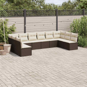 Garden Sofa Set Brown PE Rattan 10 Piece Set Modular