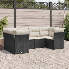 Garden Sofa Set Black PE rattan, Powder-coated steel, 1...