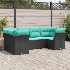 Garden Sofa Set Black PE rattan, powder-coated steel La...
