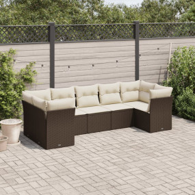 Garden Sofa Set Brown PE Rattan 7 Piece Set Modular