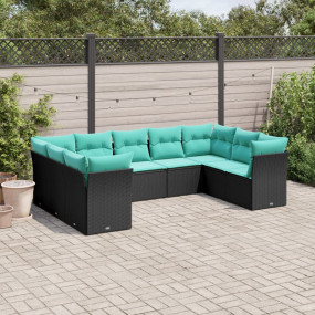 Garden Sofa Set Black, Blue