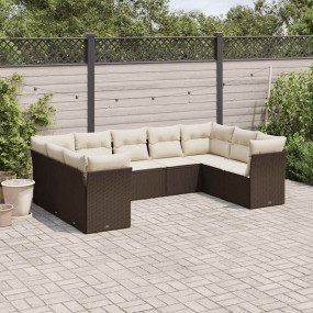 Garden Sofa Set Brown and Cream White