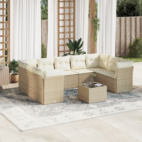 Garden Sofa Set Beige PE Rattan Large Modular Garden So...