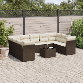 Garden Sofa Set Brown, Cream White