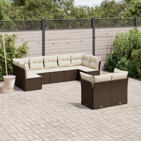 Garden Sofa Set Brown, Cream White