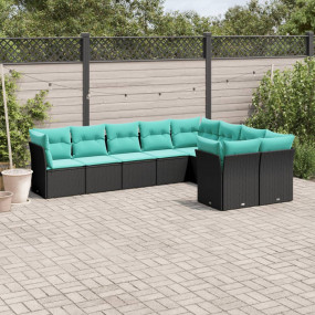 Garden Sofa Set Black, Blue