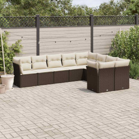 Garden Sofa Set Brown PE rattan 9 piece set Adjustable ...