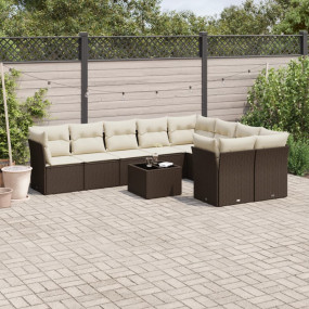 Garden Sofa Set Brown PE rattan Medium Adjustable Armre...